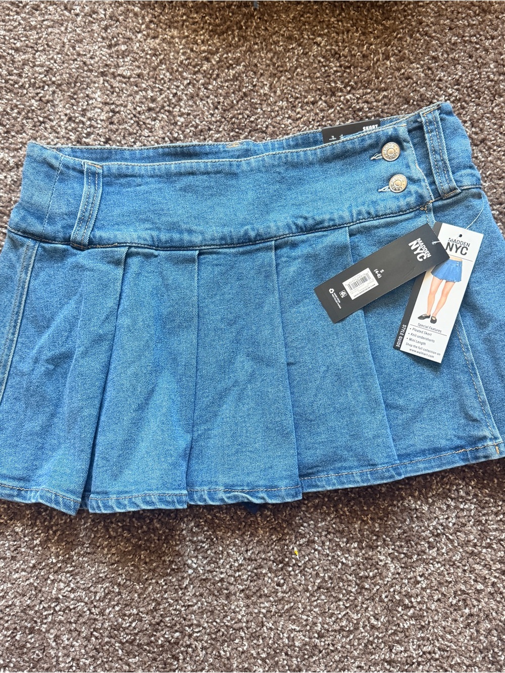 NYC Blue Pleated Denim Mini Skirt